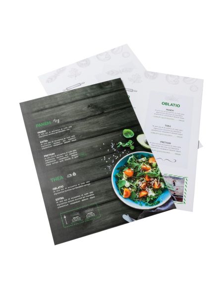 Cartas de platos sencillas, DIN-A4, 4/4-colored, papel cuché de 300 g/m²
