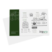 Manteles individ. A2, 4/0, papel cuché de 100 g/m² , no apto para alimentos