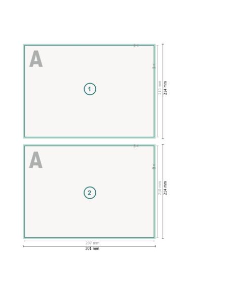 Manteles individ. A4, colores 4/4, papel cuché de 130 g/m², no apto para alimentos