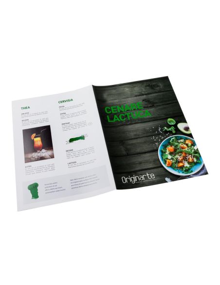 Folded menus, DIN-A5, formato vertical, 4 pág., papel cuché 250 g/m² brillante