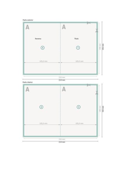 Folded menus, DIN-A6, formato vertical, 4 pág., papel cuché 250 g/m² brillante