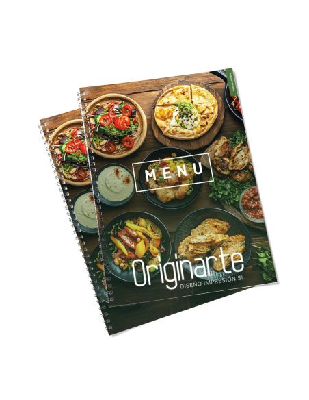 Cartas platos encuader.espiral, A4, 8 pág., papel cuché de 300 g/m²