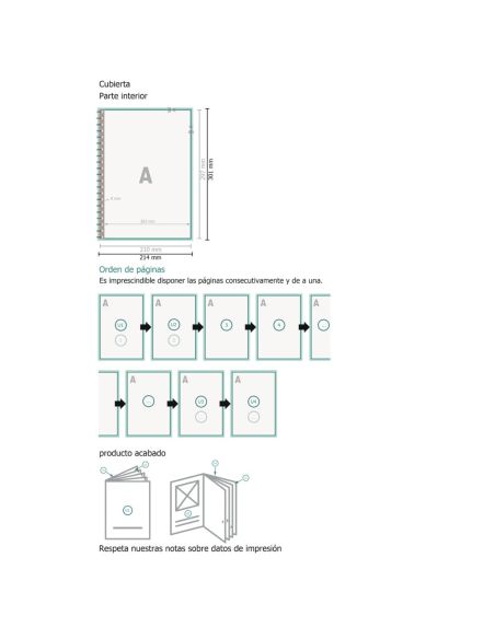 Cartas platos encuader.espiral, A4, 8 pág., papel cuché de 300 g/m²