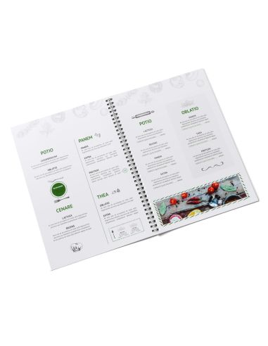 Cartas platos encuader.espiral, A5, 8 pág., papel cuché de 300 g/m²