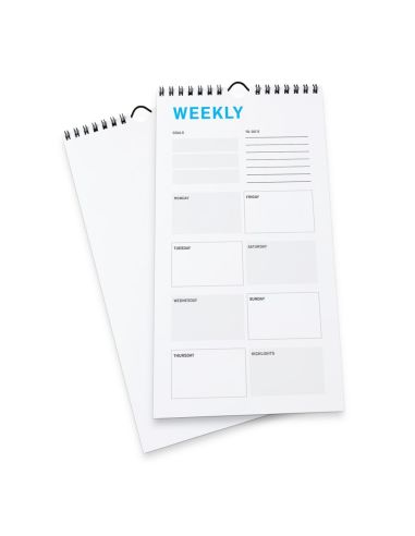 Calendarios semanales con encuadernación en espiral, 21 x 42 cm, Formato vertical, 4/0, 54 hojas, 115 g/m² papel cuché