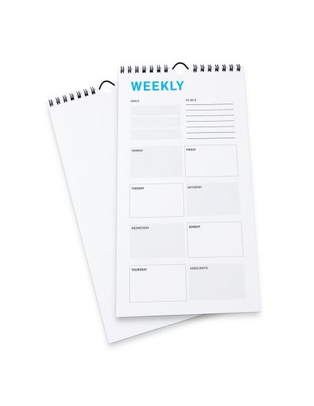 Calendarios semanales con encuadernación en espiral, 21 x 42 cm, Formato vertical, 4/0, 54 hojas, 115 g/m² papel cuché
