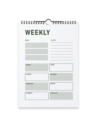 Calendarios semanales con encuadernación en espiral, A4, Formato vertical, 4/0, 54 hojas, 115 g/m² papel cuché