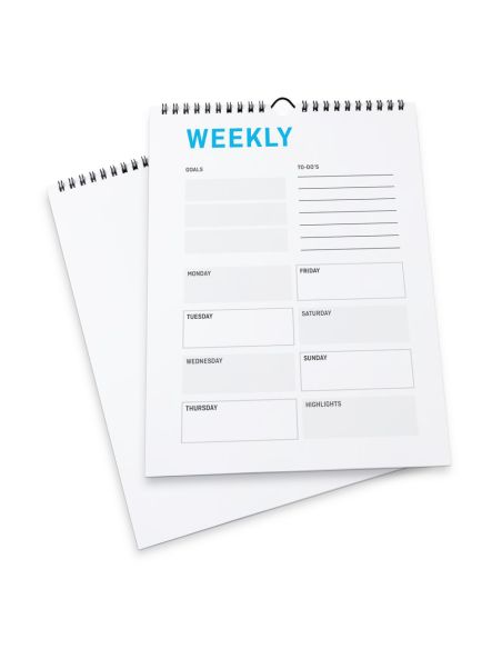 Calendarios semanales con encuadernación en espiral, A6, Formato vertical, 4/0, 54 hojas, 115 g/m² papel cuché