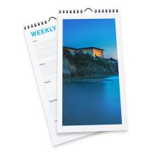 Calendarios semanales con encuadernación en espiral, 21 x 42 cm, Formato vertical, 4/4, 54 hojas, 115 g/m² papel cuché