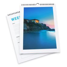 Calendarios semanales con encuadernación en espiral, A5, Formato vertical, 4/4, 54 hojas, 115 g/m² papel cuché