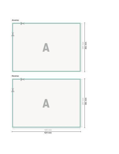 Calendarios dos caras, A3, 29,7 x 42 cm, colores 4/4, papel cuché de 130 g/m²