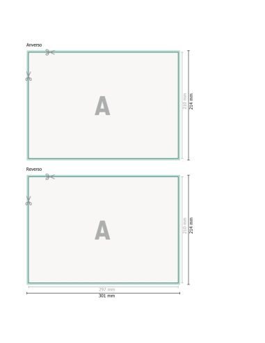 Calendarios dos caras, A4, 21 x 29,7 cm, colores 4/4, papel cuché de 130 g/m²