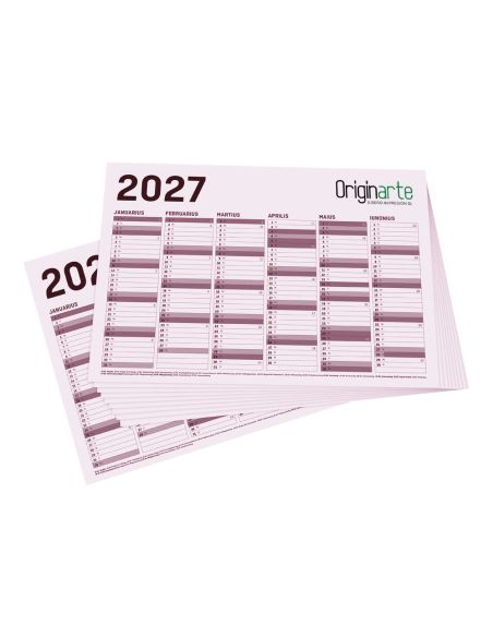 Calendarios dos caras, A5, 14,8 x 21 cm, colores 4/4, papel cuché de 130 g/m²