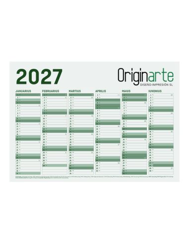 Calendarios dos caras, A6, 10,5 x 14,8 cm, colores 4/4, papel cuché de 130 g/m²