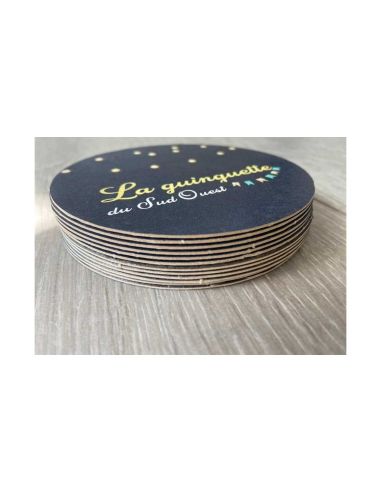 Posavasos, redondo, Ø 10,7 cm, 4/4, Cartón de fibra de madera