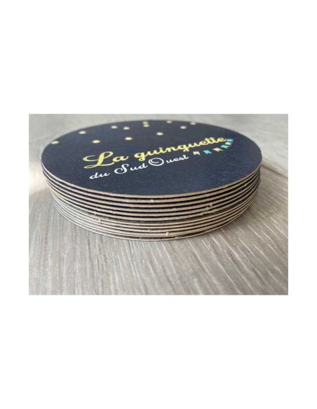 Posavasos, redondo, Ø 10,7 cm, 4/4, Cartón de fibra de madera