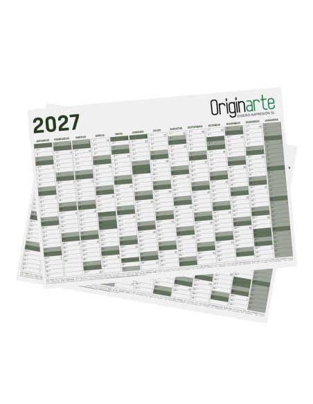 Planificadores anuales de pared, 4/0, A1, 84,1 x 59,4 cm, papel cuché de 100 g/m²