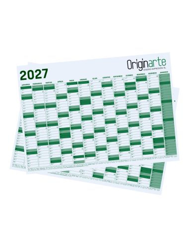 Planificadores anuales de pared, 4/0, A3, 42 x 29,7 cm, papel cuché de 100 g/m²