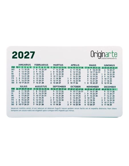 Calendarios de bolsillo, 9 x 5 cm colores 4/4, papel cuché de 400 g/m²