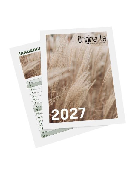 Calendario de pared encolado A4 personalizado 2027