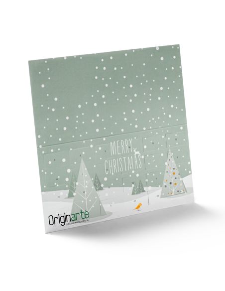 Calendario de adviento tarjetas plegables, DL, formato horizontal, 4 páginas 300 g/m² papel fotográfico 4 páginas