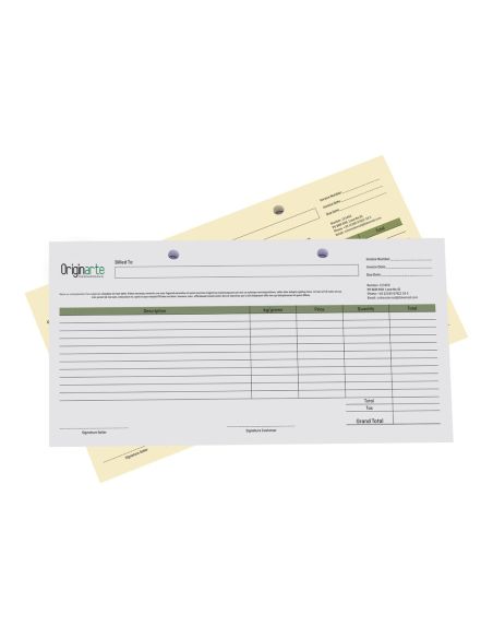 Talonarios en papel autocopia, formato horizontal, 2 hojas, individual, DL, colores 4/0, 80 g/m² + 80 g/m² papel SD