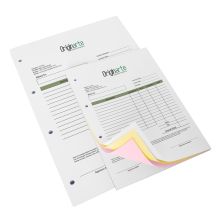 Talonarios en papel autocopia, formato vertical, 2 hojas, individual, A4, colores 4/0, 80 g/m² + 80 g/m² papel SD