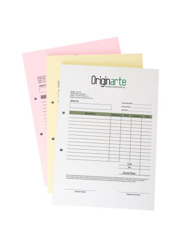 Talonarios en papel autocopia, formato vertical, 2 hojas, individual, A6, colores 4/0, 80 g/m² + 80 g/m² papel SD