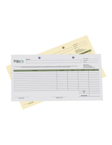 Talonarios en papel autocopia, formato horizontal, 2 hojas, individual, DL, colores 4/1, 80 g/m² + 80 g/m² papel SD