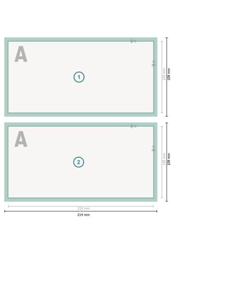 Talonarios en papel autocopia, formato horizontal, 2 hojas, individual, DL, colores 4/1, 80 g/m² + 80 g/m² papel SD