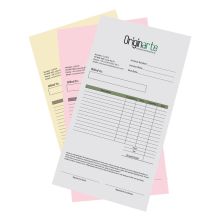 Talonarios en papel autocopia, formato vertical, 2 hojas, individual, DL, colores 4/1, 80 g/m² + 80 g/m² papel SD