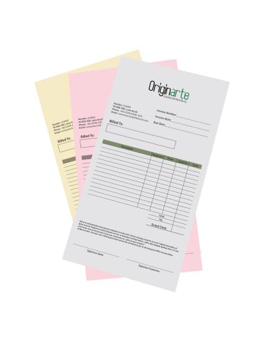 Talonarios en papel autocopia, formato vertical, 2 hojas, individual, DL, colores 4/1, 80 g/m² + 80 g/m² papel SD