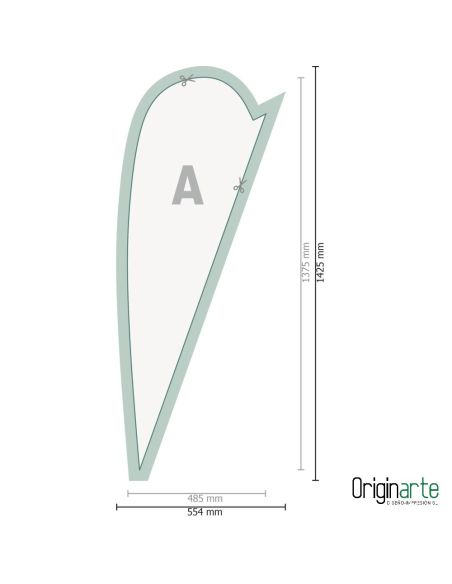 Bandera gota S para interior con base, 50 × 185 cm