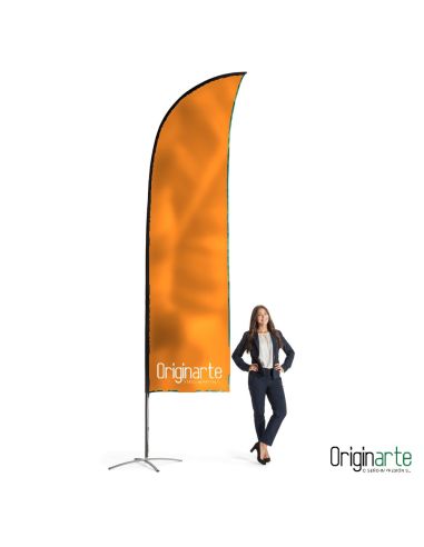 Wingflag XL personalizada con base, 90 × 454 cm