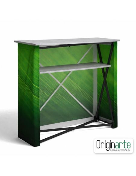 Mostrador textil plegable 177 × 102 cm con impresión