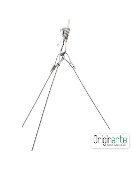 Cartel suspendido triangular 306 cm de lado para ferias