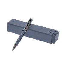 Bolígrafo giratorio de aluminio y acero inox con estuche (Baray)