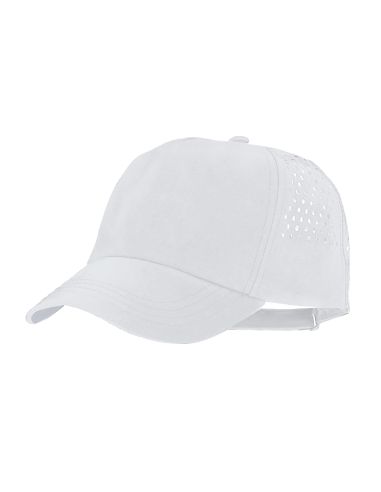 Gorra Ithaca personalizada en microfibra, 5 paneles y trasera perforada