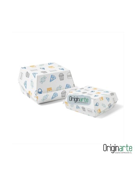 Cajas para hamburguesas S personalizadas, 9,5 × 9,2 × 4,2 cm