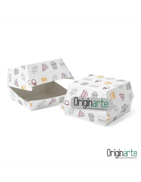 Cajas para hamburguesas M personalizadas, 11,7 × 11,8 × 8 cm