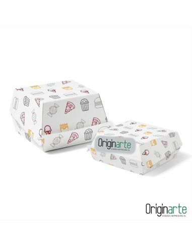 Cajas para hamburguesas M personalizadas, 11,7 × 11,8 × 8 cm