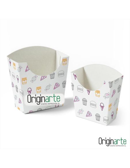 Cajas para patatas fritas M personalizadas, 12 × 5,9 × 13,5 cm