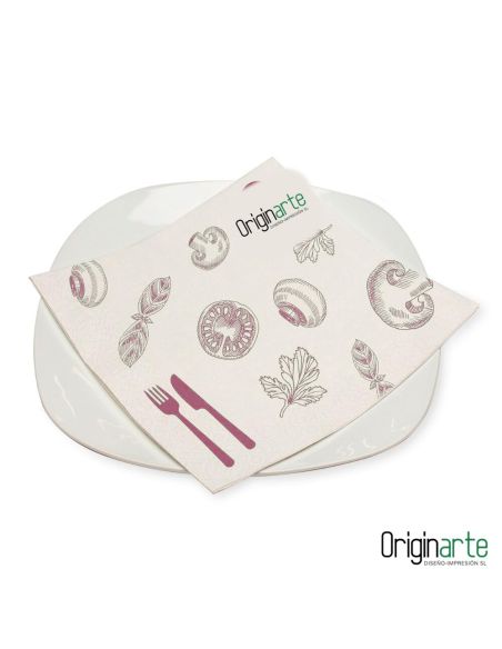 Servilletas tissue de 3 capas con logo, 33 × 33 cm