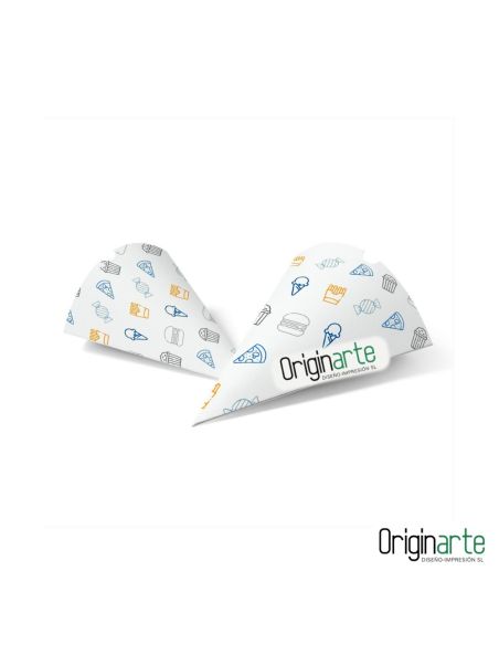 Conos de cartón para alimentos S personalizados, 18,3 × 13,8 cm