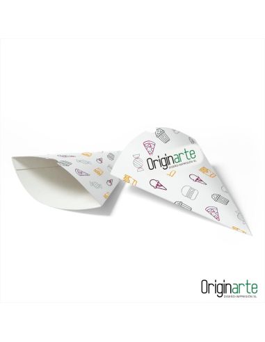 Conos de cartón para alimentos M personalizados, 22 × 16,5 cm