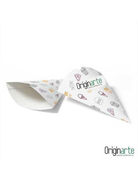 Conos de cartón para alimentos M personalizados, 22 × 16,5 cm