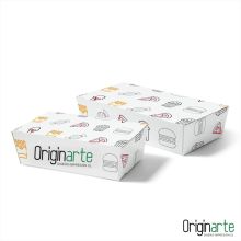 Cajas para refrigerios M con tapa y tu logo, 22,3 × 11,7 × 5 cm