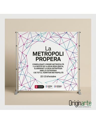 Photo call de 2 × 2 m impreso con estructura de aluminio