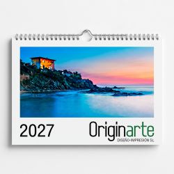 Calendarios de pared con espiral apaisados, a dos caras